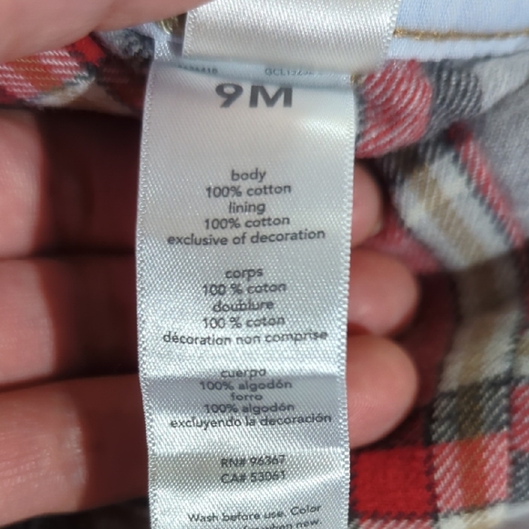 Size 9M OshKosh B'gosh Blue Overalls with Plaid Cuffs - Picture 11 of 12